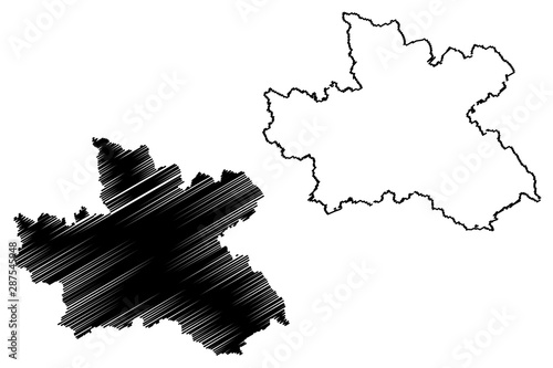 Hradec Kralove Region (Bohemian lands, Czechia, Regions of the Czech Republic) map vector illustration, scribble sketch Hradec Králové map