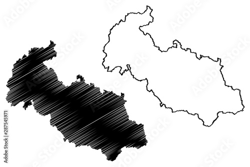Moravian-Silesian Region (Bohemian lands, Czechia, Regions of the Czech Republic, Moravia, Ostrava Region) map vector illustration, scribble sketch Moravian Silesian map