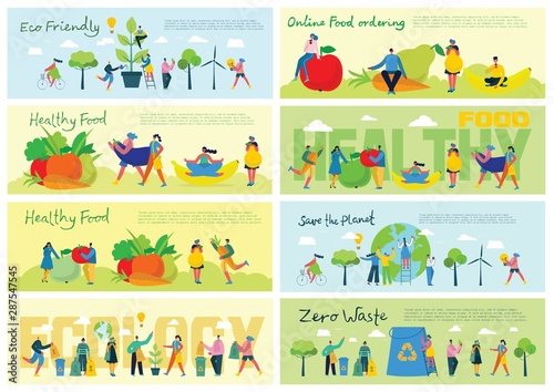 Vector illustration ECO backgrounds of Concept of green eco energy and quote Save the planet, Think green and Waste recycle
