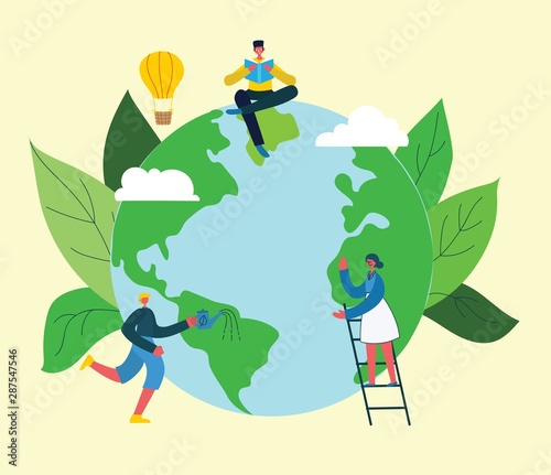 Vector illustration ECO background of Concept of green eco energy and quote Save the planet