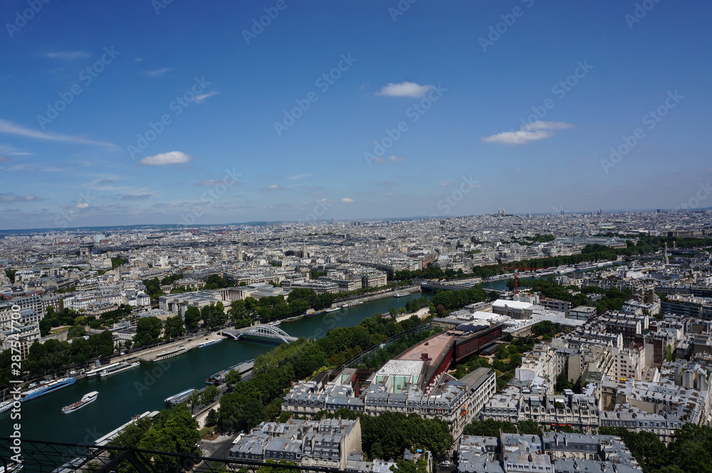 top view of Paris from the height of the Eiffel tower