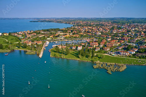 Panoramic view of the boat parking Sirmione 2. Aerial view. © Berg