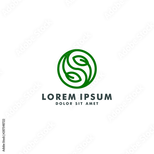 circle yin yang logo template, natural medicine design icon vector
