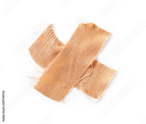 Adhesive band aid isolated on white background, top view