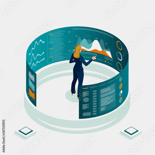 Isometric Expert team for Data Analysis, Business Statistic, Management, Consulting, Marketing, Financial administration, Audit, business statement concept.