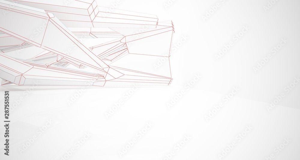 Abstract architectural white interior of a minimalist house with large windows. Drawing. 3D illustration and rendering. Abstract architectural white interior of a minimalist house with large windows. Drawing. 3D illustration and rendering.