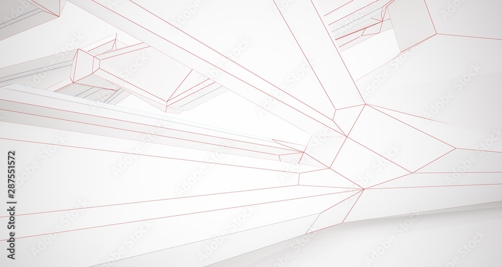 Abstract architectural white interior of a minimalist house with large windows. Drawing. 3D illustration and rendering. Abstract architectural white interior of a minimalist house with large windows. Drawing. 3D illustration and rendering.