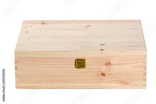 close wood wine gift box isolated on white background with clipping path included