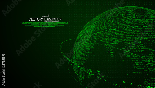 The Earth is made up of digital codes., a sense of science and technology abstract graphics.