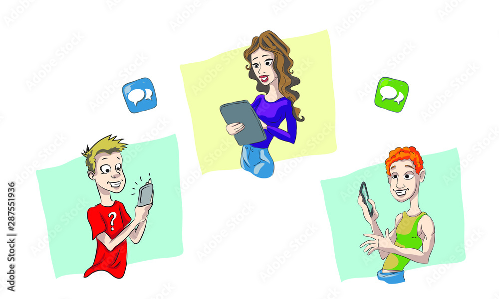 young people use gadgets phone tablet correspond or communicate young people use gadgets phone tablet correspond or communicate