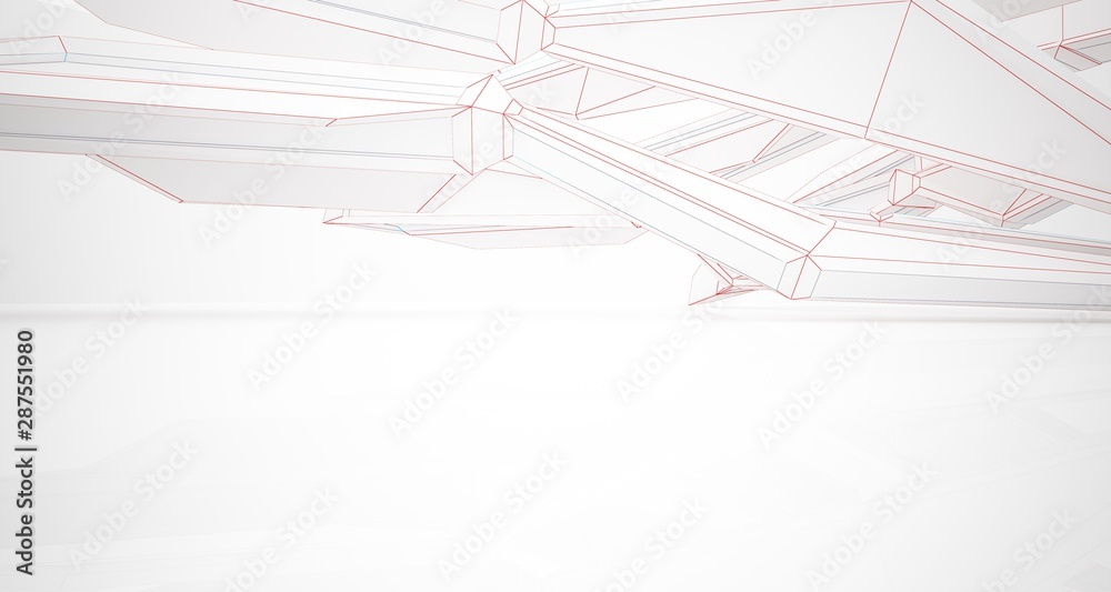 Abstract architectural white interior of a minimalist house with large windows. Drawing. 3D illustration and rendering. Abstract architectural white interior of a minimalist house with large windows. Drawing. 3D illustration and rendering.