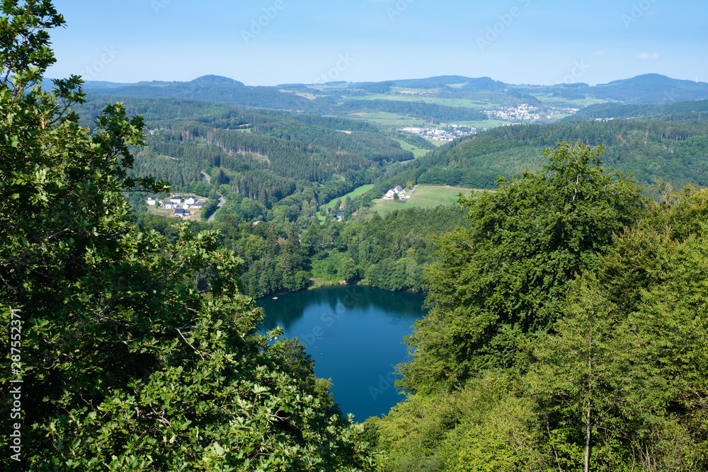 Landscape with maar in volcanic eifel in Germany