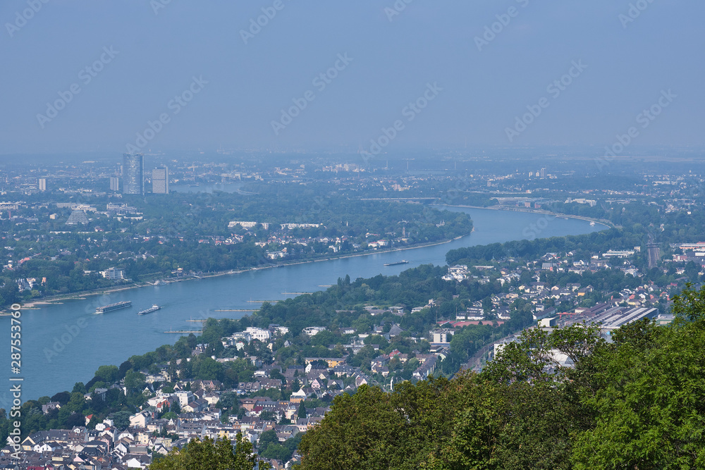 View to city Bonn and river Rhine