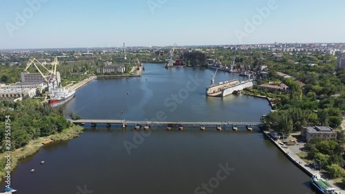 Aerial view of Dock for Repair of Ships and Boats in Nikolaev. photo