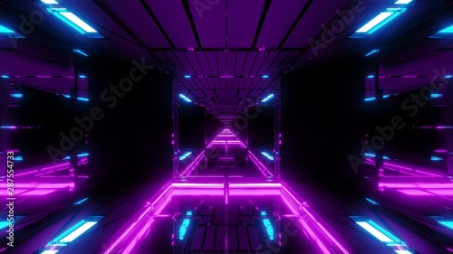 glowing futuristic sci-fi temple with nice reflection 3d illustration wallpaper background design