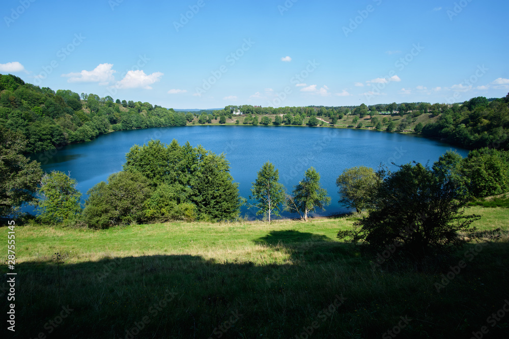 Fototapeta premium Landscape with maar in volcanic eifel in Germany