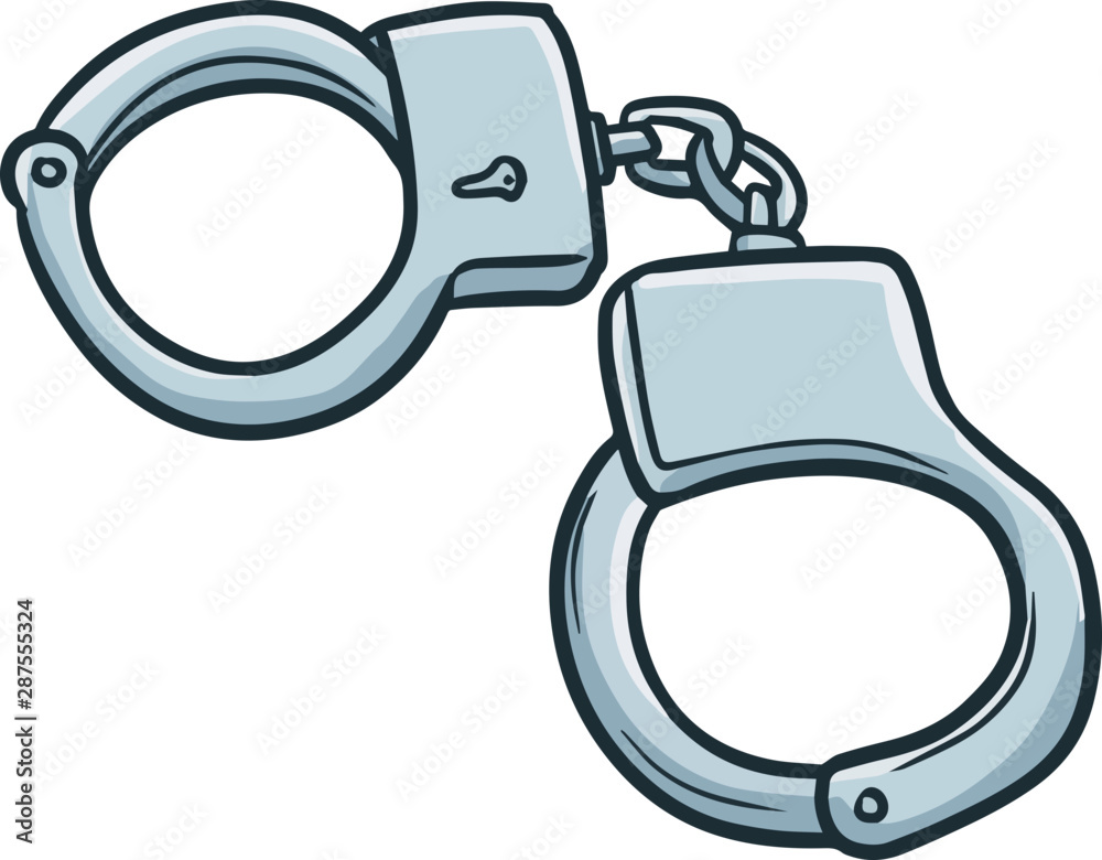 Cute and funny handcuffs in cartoon style