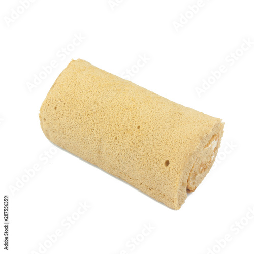 Fresh Homemade Jam Roll Cake. Bread and Bakery Products Isolated on White background
