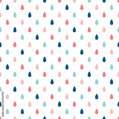 Pink and blue rain drops seamless pattern