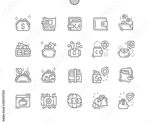 Wallet Well-crafted Pixel Perfect Vector Thin Line Icons 30 2x Grid for Web Graphics and Apps. Simple Minimal Pictogram