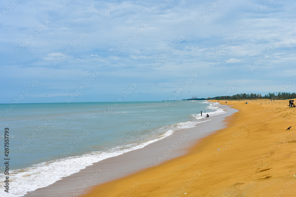 people enjoying at mahabalipuram beach tamil nadu india