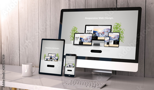 devices responsive on workspace cool website design photo