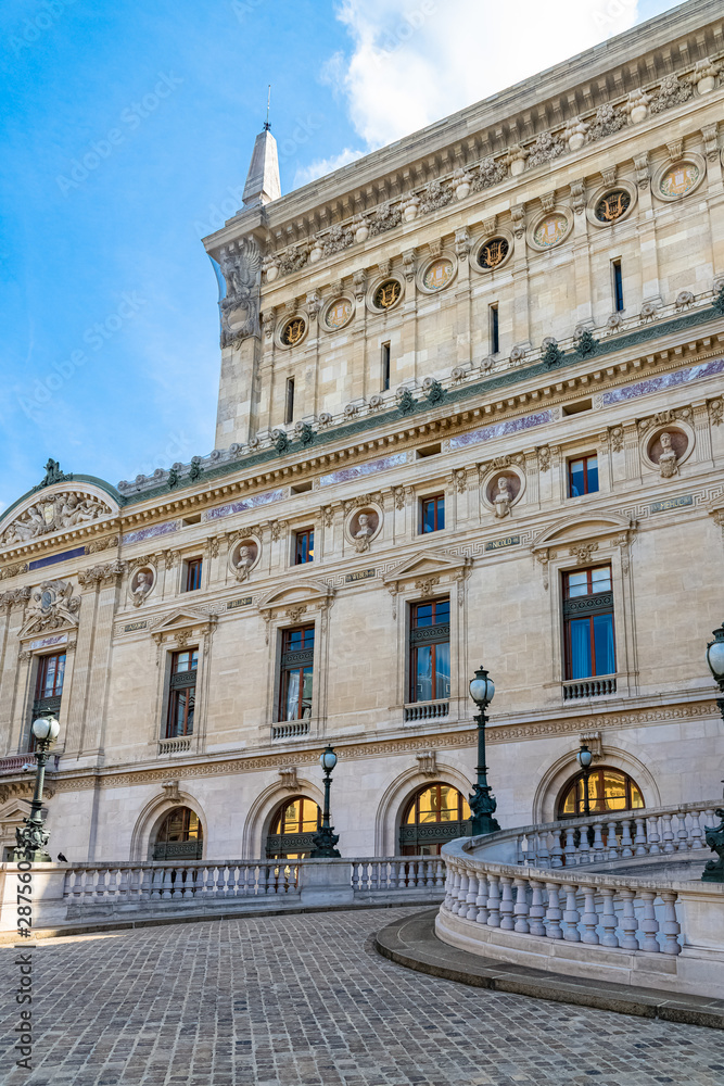 Paris, the Opera Garnier, famous monument of the french capital, beautiful back entrance