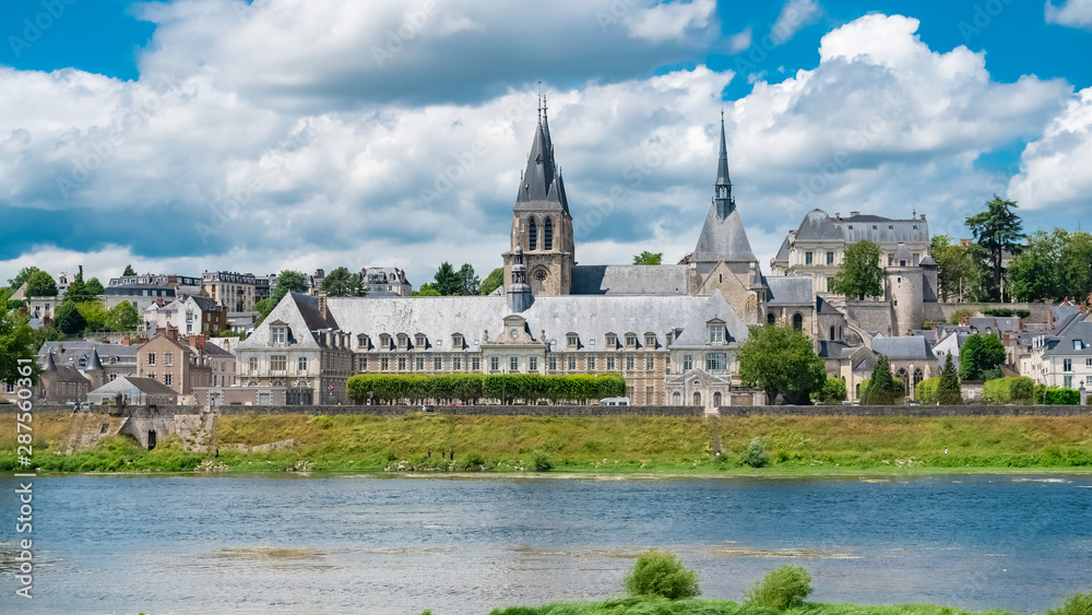     Blois in France, panorama of the city, with the Saint-Nicolas church and the river Loire 