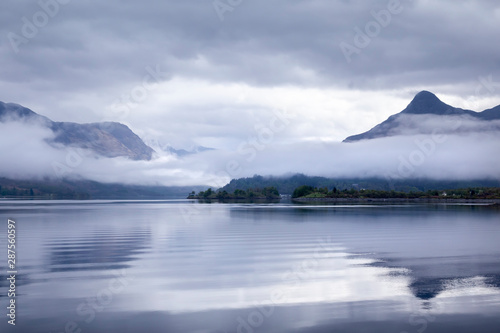 clouds over the loch water in the scottish highlands