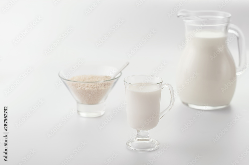 Sesame seeds milk in a glass cup. Sesame seeds milk in a glass cup.