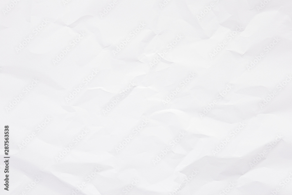Fototapeta premium Clean white paper, wrinkled, abstract background.