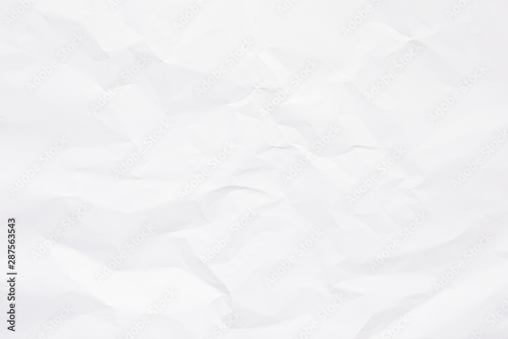 Fototapeta premium Clean white paper, wrinkled, abstract background.