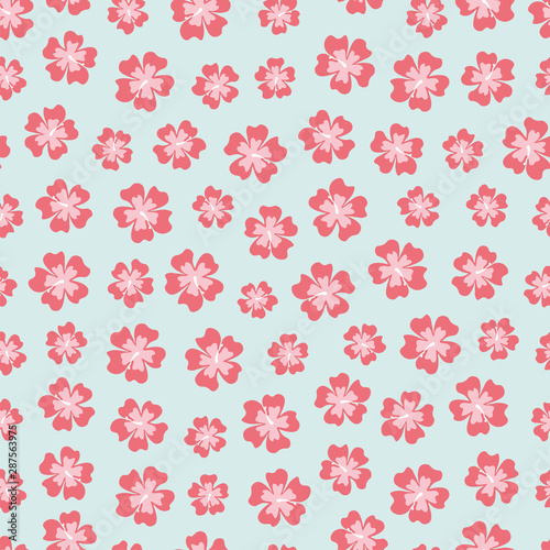 Seamless pattern with pink Hibiscus flowers