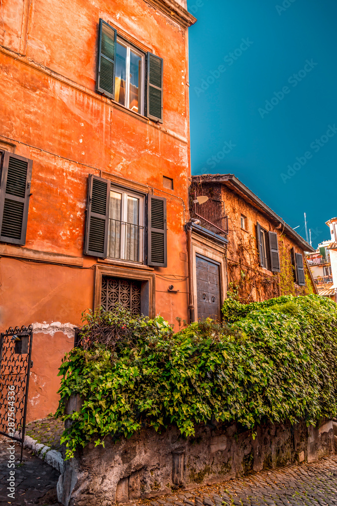 Picturesque street view in Trastevere, Rome Picturesque street view in Trastevere, Rome