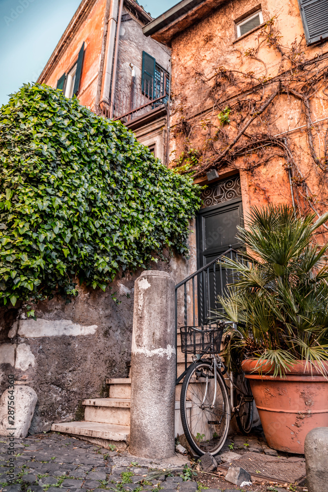 Picturesque street view in Trastevere, Rome