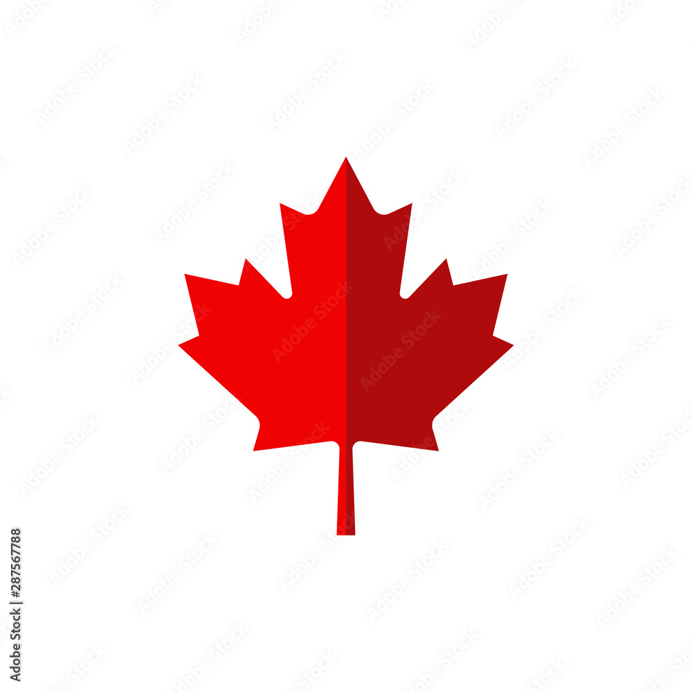 Fototapeta canadian maple leaf in flat style, vector