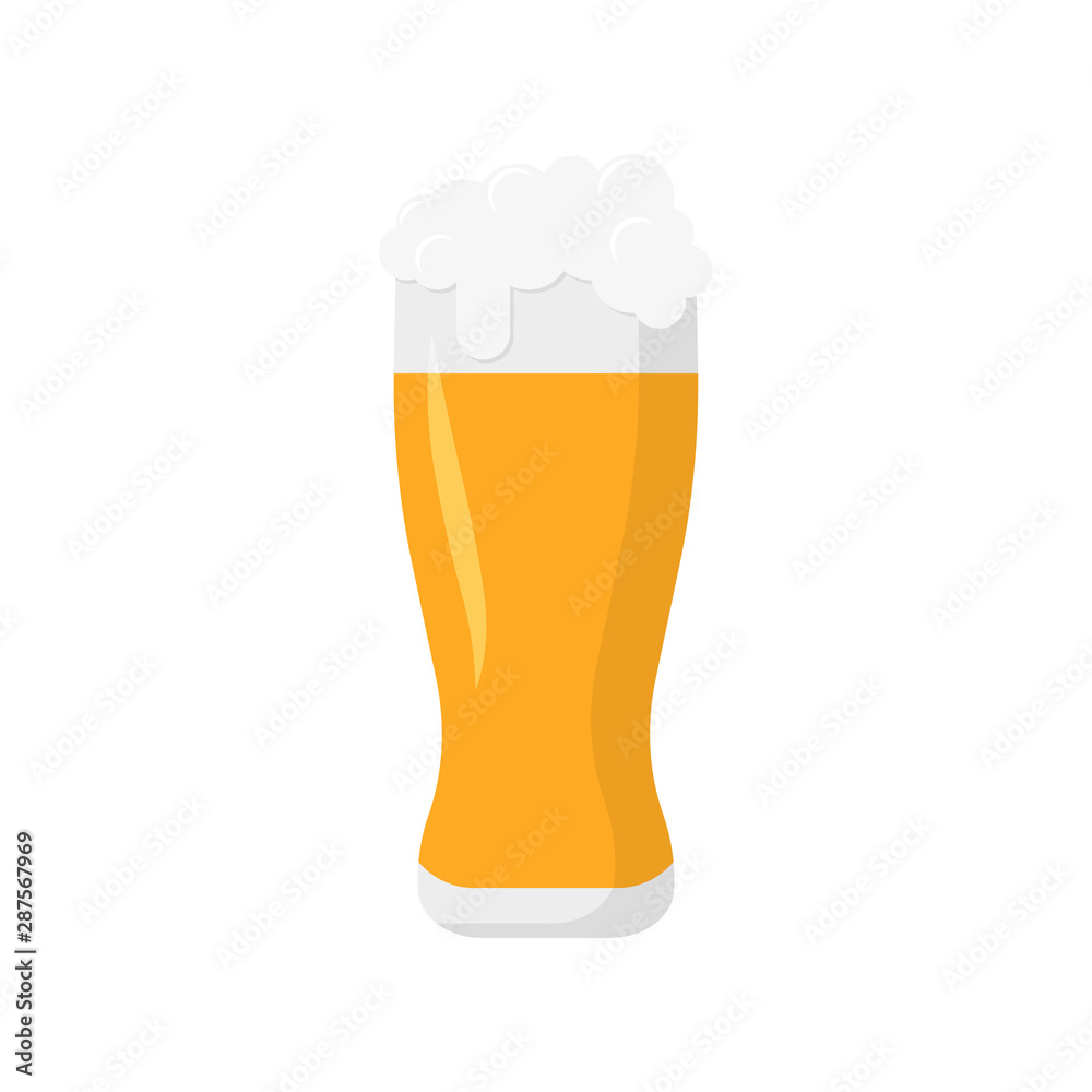 alcohol, beer glass in flat style, vector