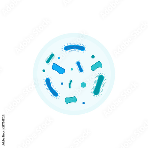 bacterial microorganism in a circle isolated, flat