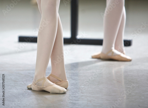 close up of ballerinas feet