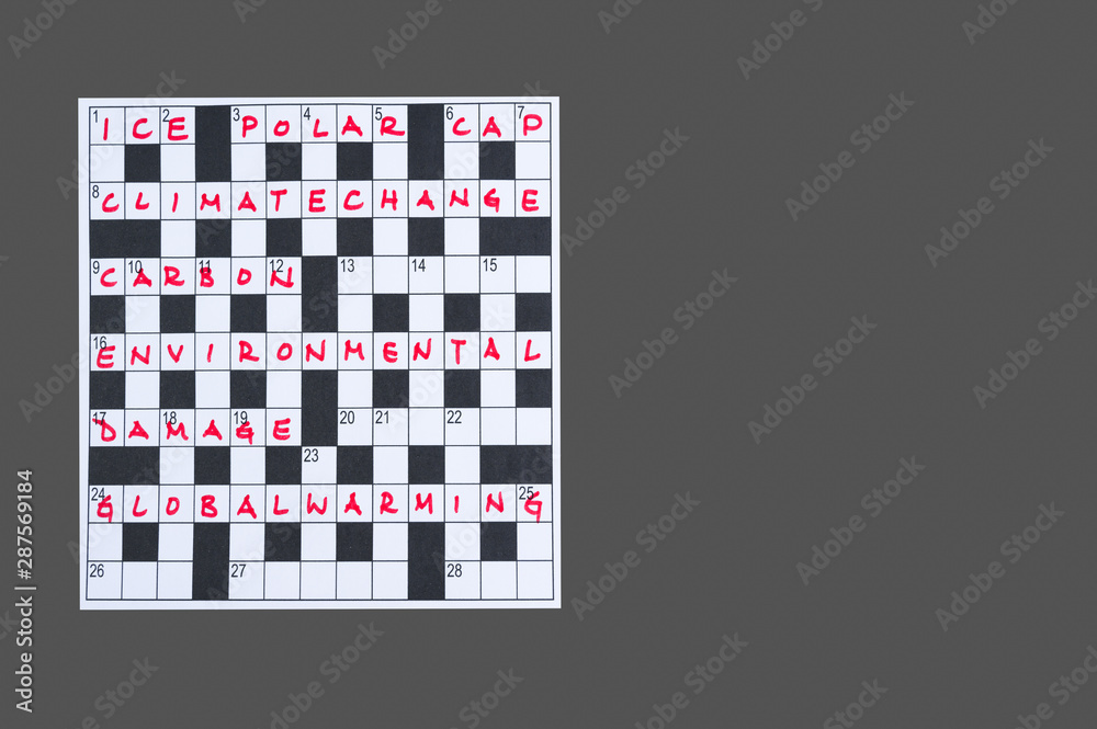Foto de Crossword puzzle where the clues and answers are about global