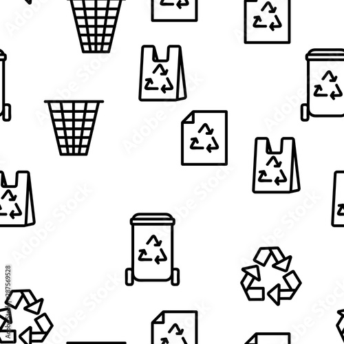 Recycling Vector Seamless Pattern Thin Line Illustration