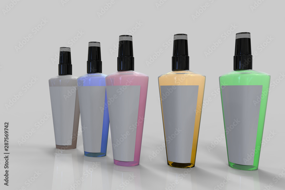 Body Mist Mock Up Template On Isolated light gray Background. Ready For Your Design. 3D Illustration.