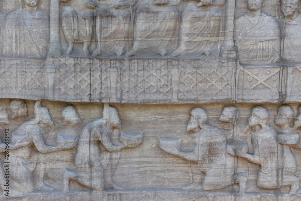 Relief Detail of Servants to the Emperor on Obelisk of Theodosius, Istanbul