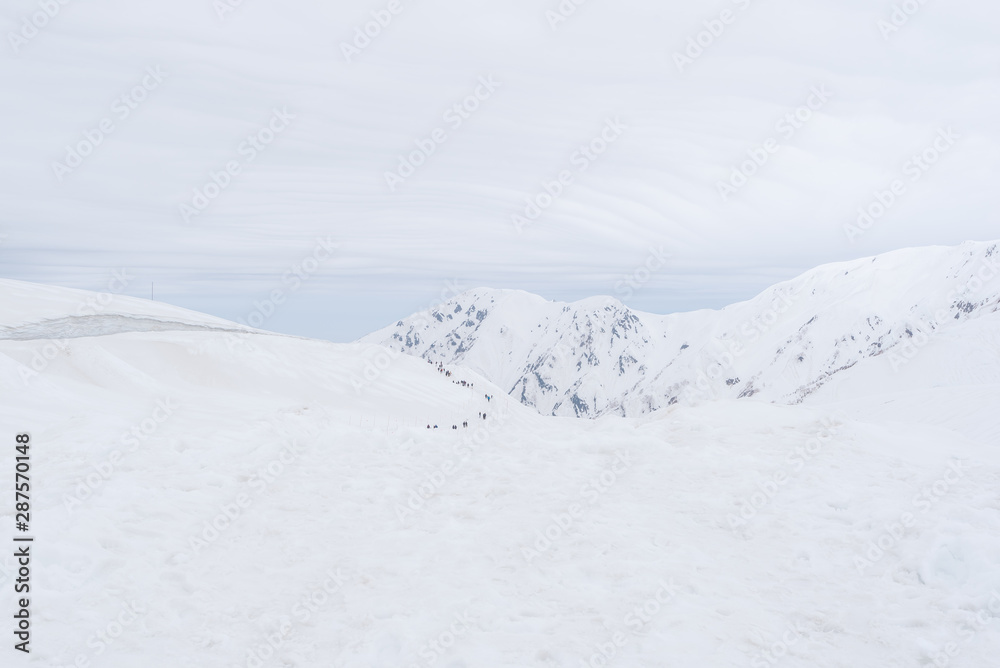 snow corridor on Tateyama Kurobe Alpine Route, Japanese Alp