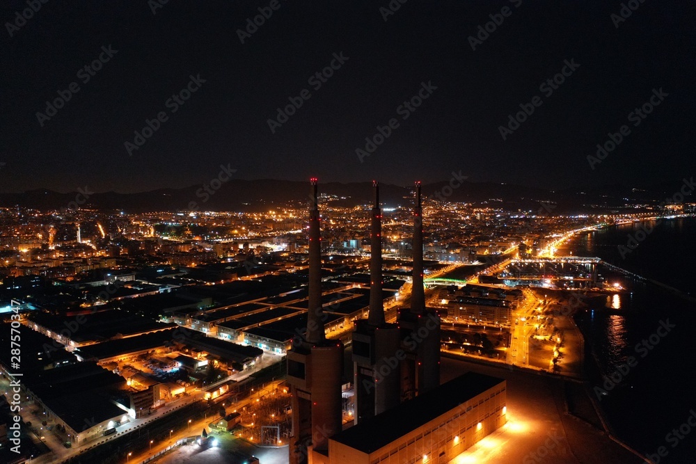 Naklejka premium Barcelone de nuit, Badalona, Costa Brava Espagne