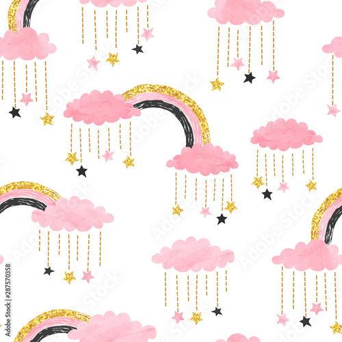 Cute pink seamless pattern ...