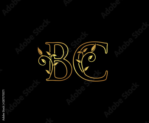 Initial letter B and C, BC, Gold Logo Icon, classy gold letter monogram logo icon suitable for boutique,restaurant, wedding service, hotel or business identity. 