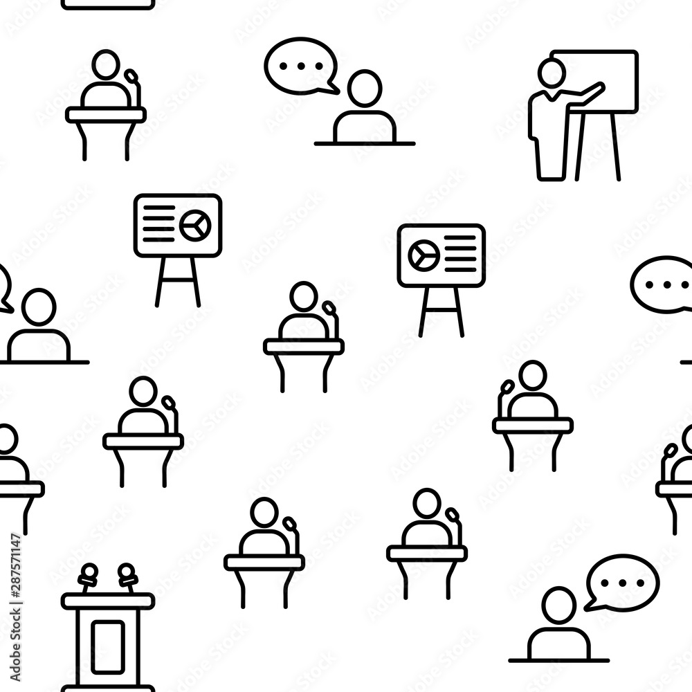 Public Speech Vector Seamless Pattern Thin Line Illustration Public Speech Vector Seamless Pattern Thin Line Illustration