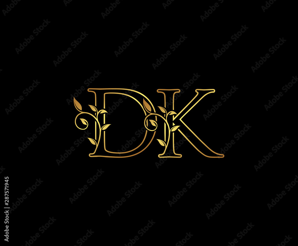 Initial letter D and K, DK, Gold Logo Icon, classy gold letter monogram logo icon suitable for boutique,restaurant, wedding service, hotel or business identity. Initial letter D and K, DK, Gold Logo Icon, classy gold letter monogram logo icon suitable for boutique,restaurant, wedding service, hotel or business identity.