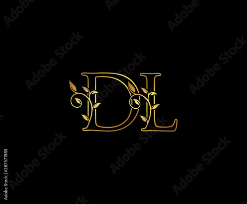 Initial letter D and L, DL, Gold Logo Icon, classy gold letter monogram logo icon suitable for boutique,restaurant, wedding service, hotel or business identity. 